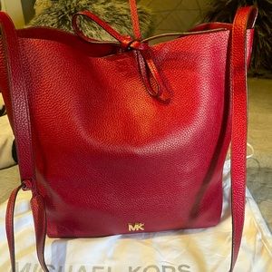 MK soft medium size leather purse, brick red / burgundy color.